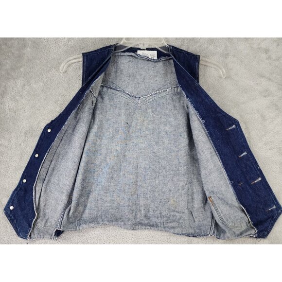 L' Avion Vest Womens Large Denim Button Up Western Embroidered Stars 90s Vintage - Picture 8 of 10